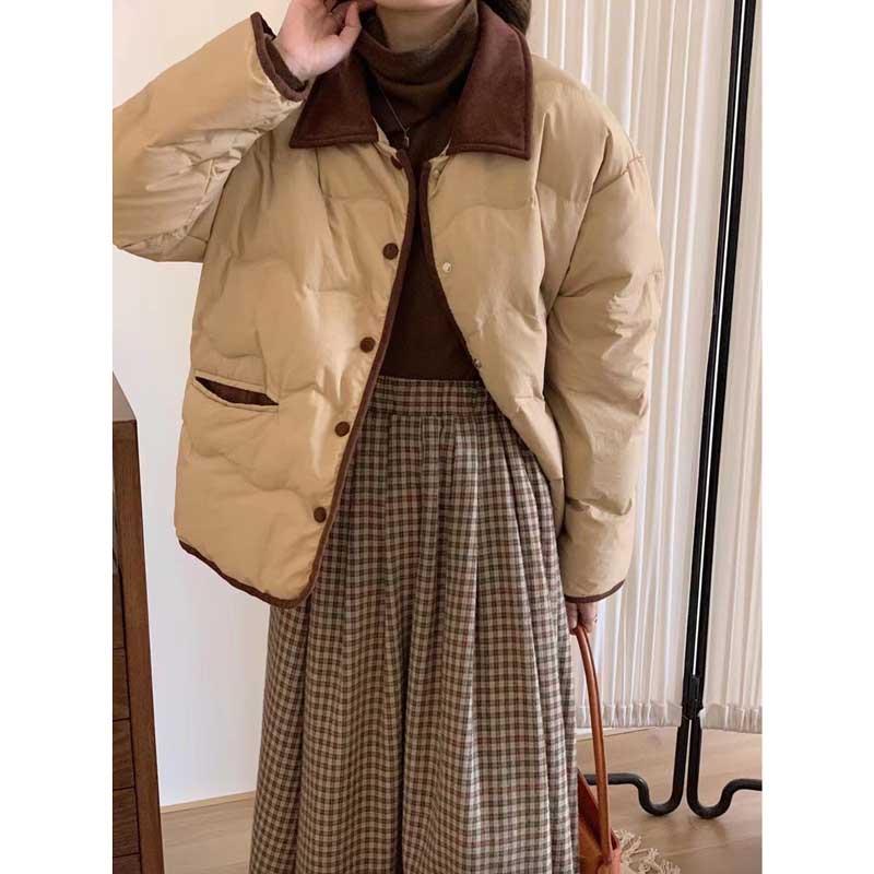 バイカラーショート丈ダウンコート(3colors)