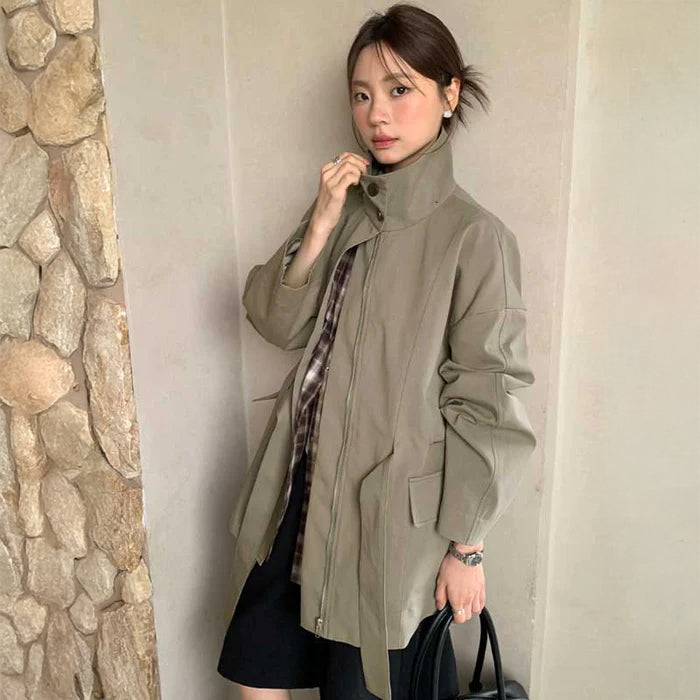 スタンドカラーショートコート(2colors)