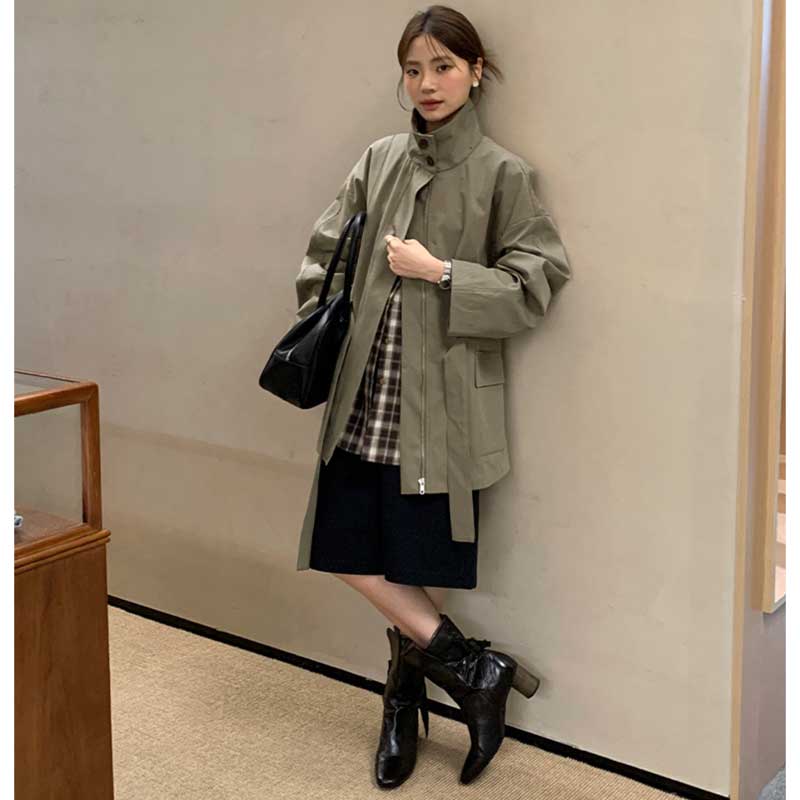 スタンドカラーショートコート(2colors)