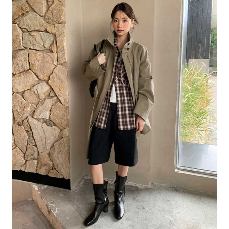 スタンドカラーショートコート(2colors)