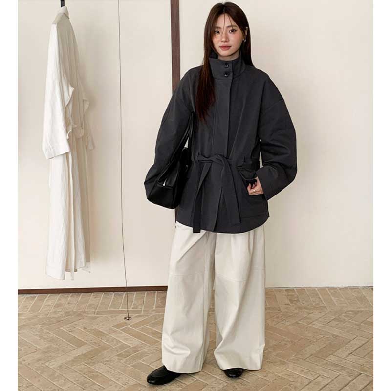 スタンドカラーショートコート(2colors)