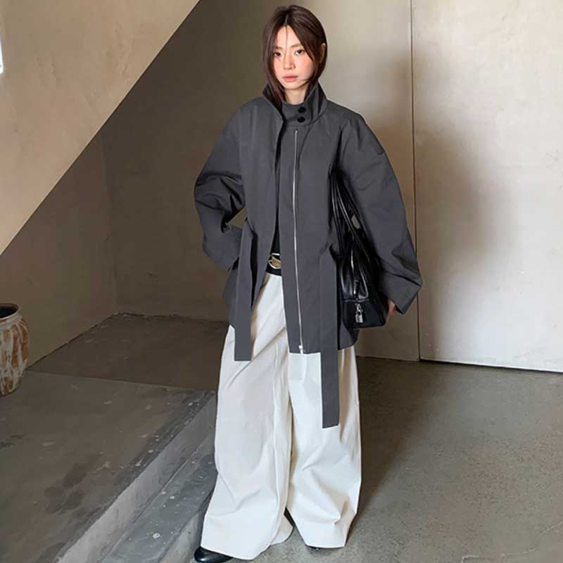 スタンドカラーショートコート(2colors)