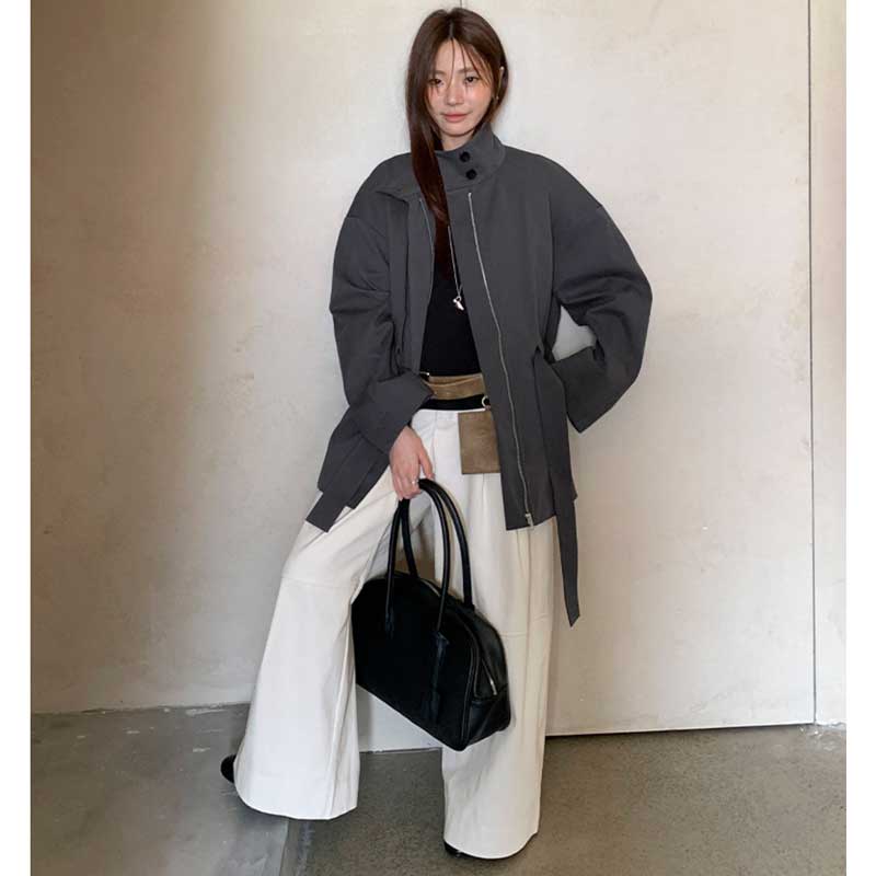 スタンドカラーショートコート(2colors)