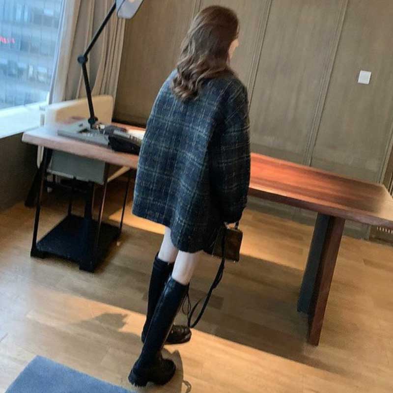 ダブルブレストチェック柄コート(2colors)