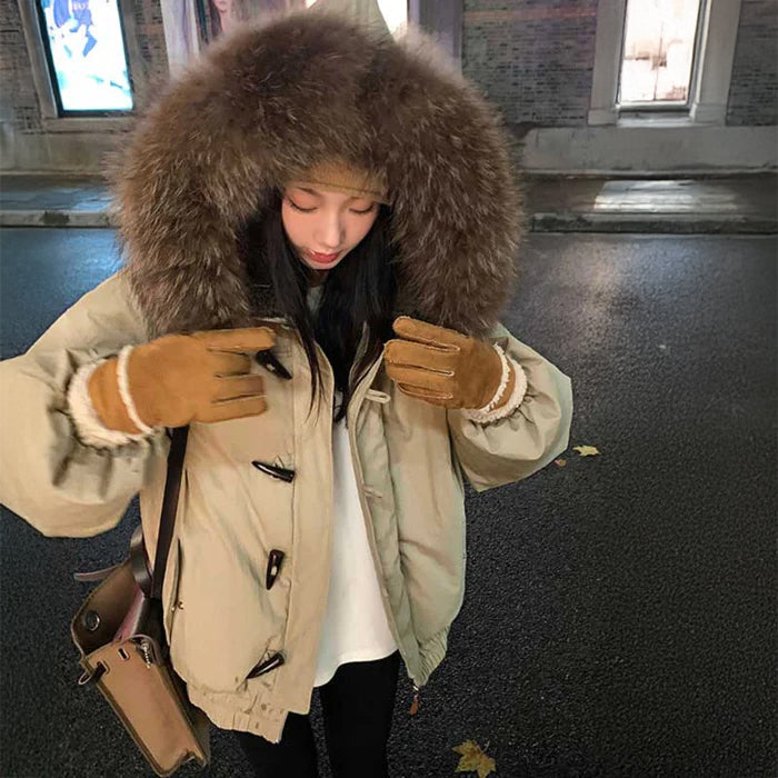 ファー付きビッグフードダウンジャケット(2colors)