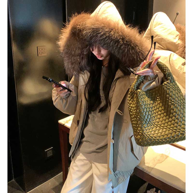 ファー付きビッグフードダウンジャケット(2colors)