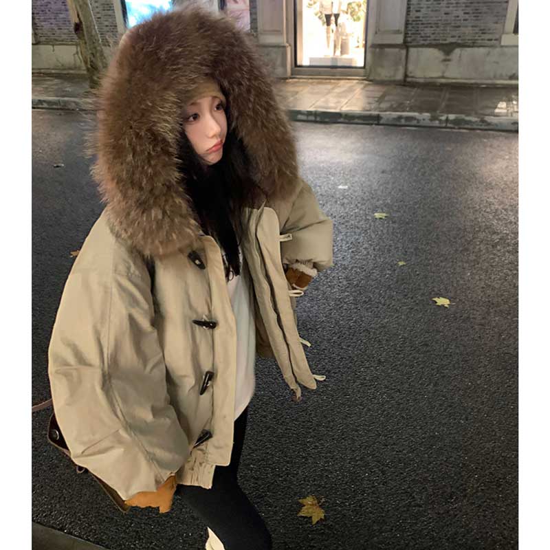 ファー付きビッグフードダウンジャケット(2colors)