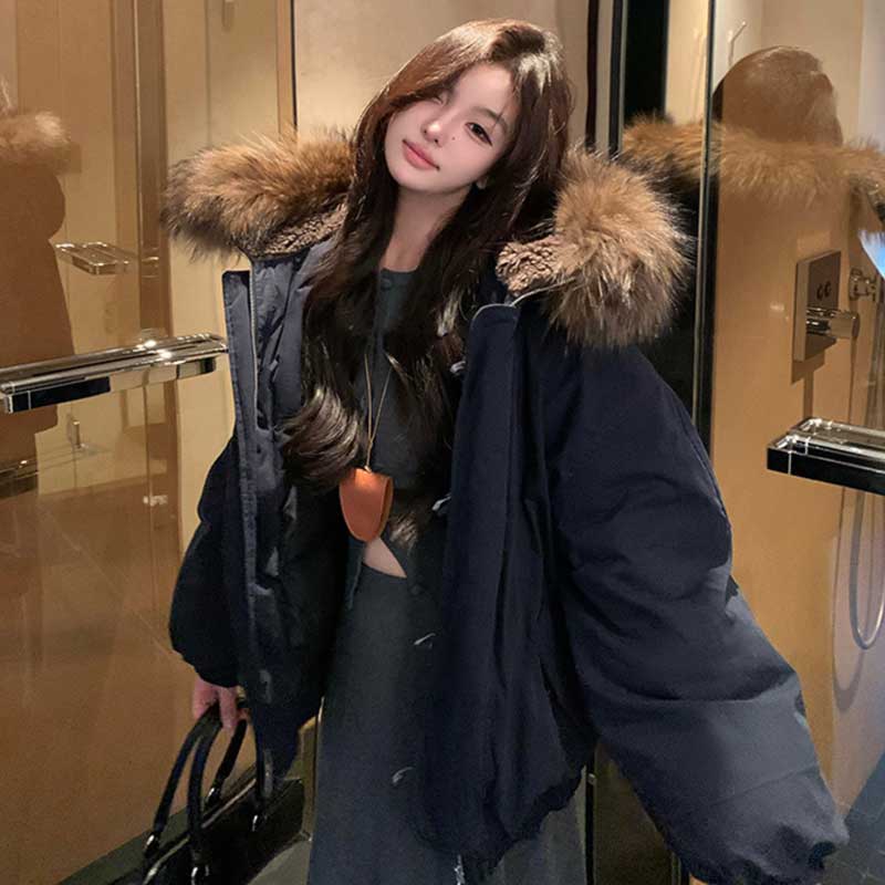 ファー付きビッグフードダウンジャケット(2colors)