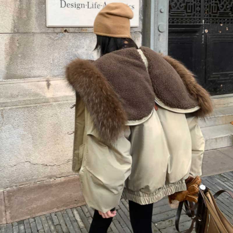 ファー付きビッグフードダウンジャケット(2colors)