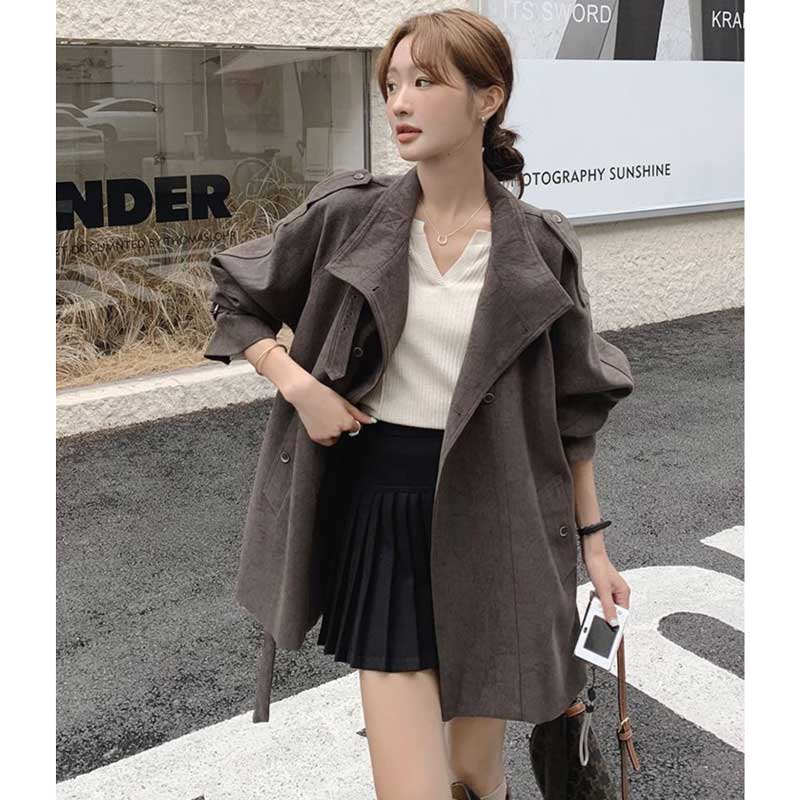 ベルトディテールショートコート