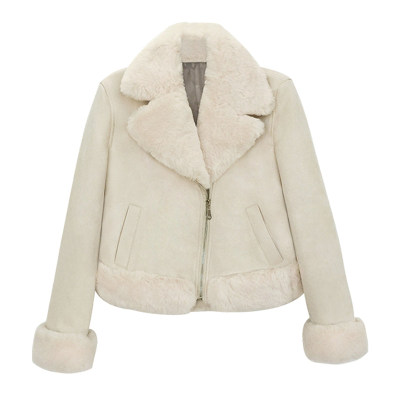 ファー付ムートンライクジャケット(2colors)