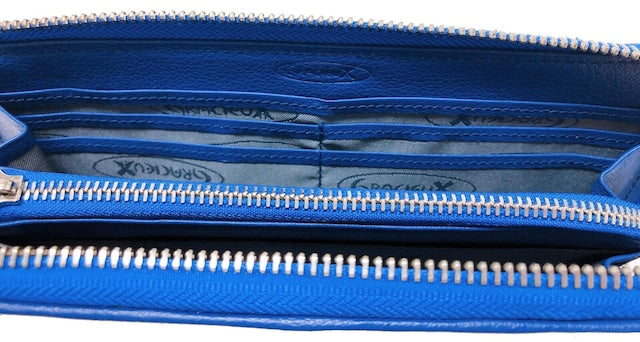 牛革ストライプ長財布（ブルー）