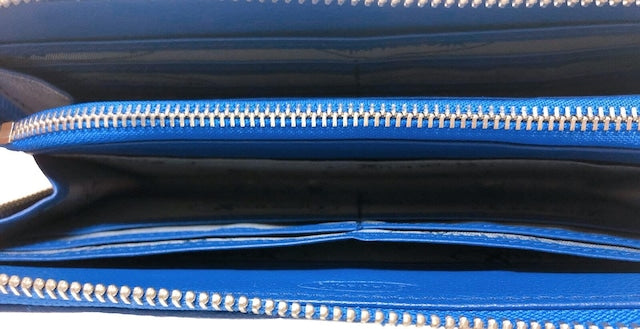 牛革ストライプ長財布（ブルー）