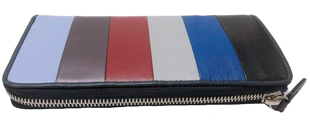 牛革ストライプ長財布（ネイビー）