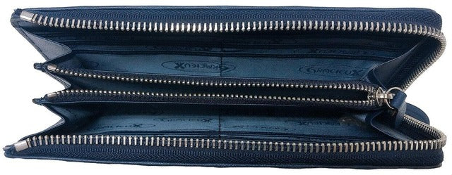 牛革ストライプ長財布（ネイビー）