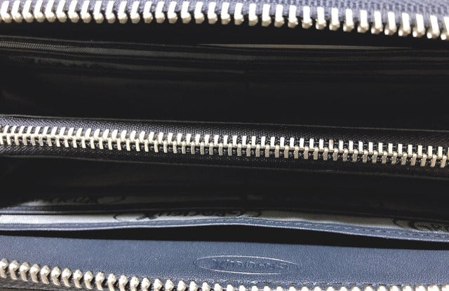 牛革ストライプ長財布（ネイビー）