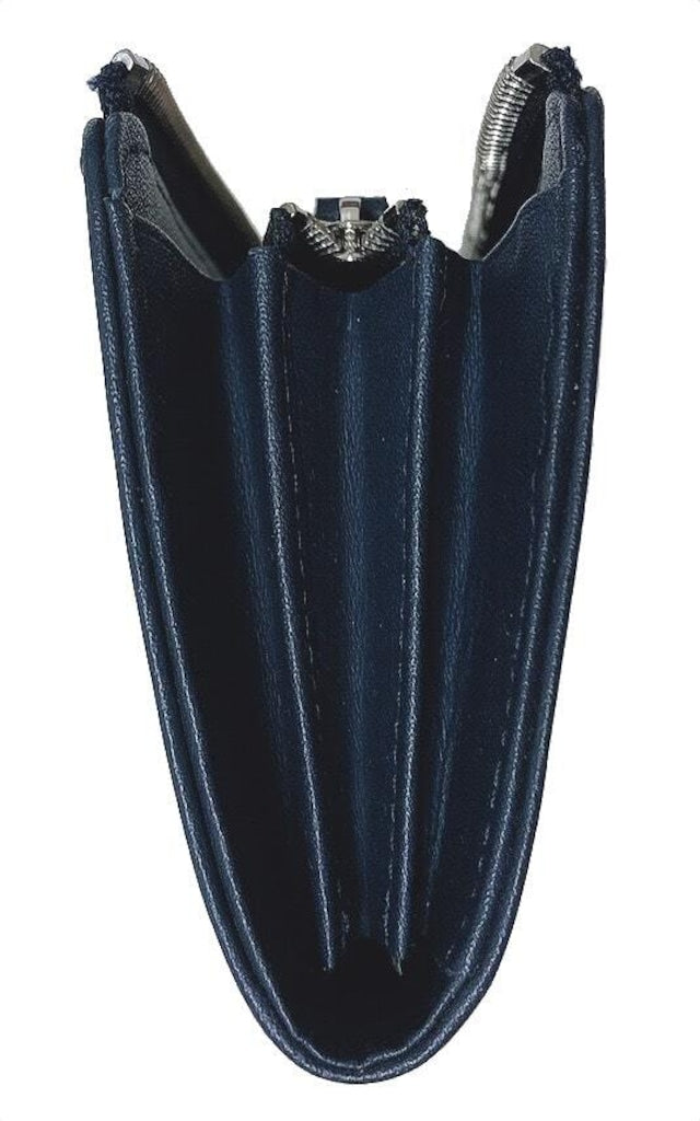 牛革ストライプ長財布（ネイビー）