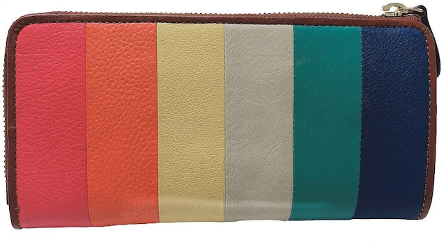 牛革ストライプ長財布（キャメル）