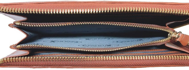 牛革ストライプ長財布（キャメル）