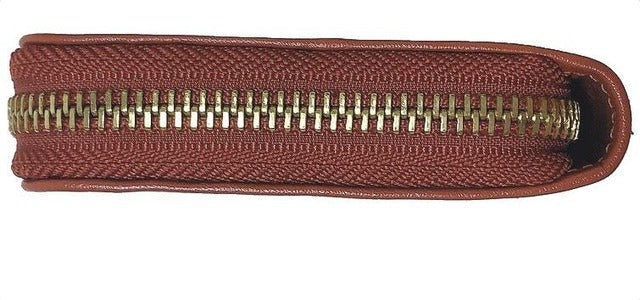 牛革ストライプ長財布（キャメル）