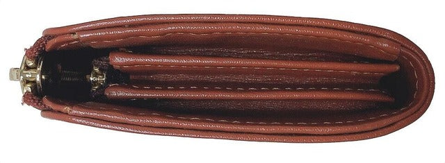 牛革ストライプ長財布（キャメル）