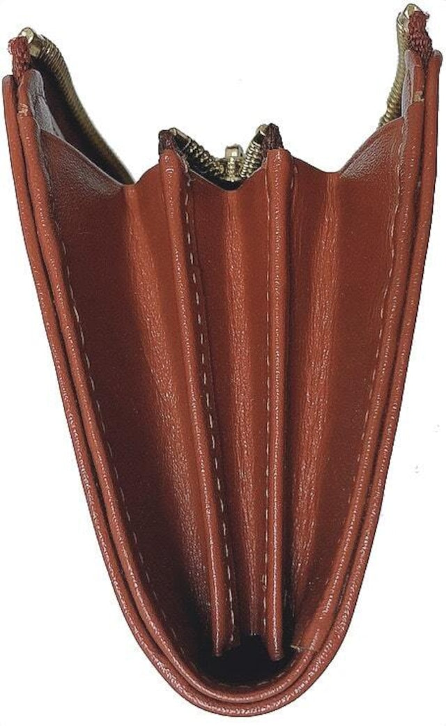 牛革ストライプ長財布（キャメル）