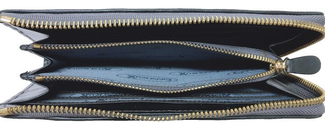 牛革ストライプ長財布（カーキ）