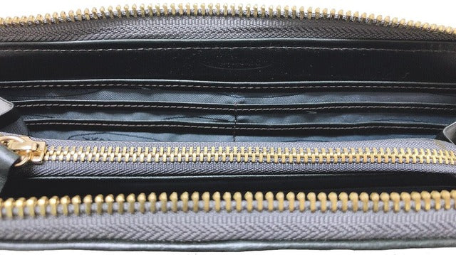 牛革ストライプ長財布（カーキ）