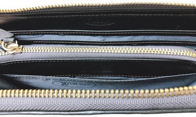 牛革ストライプ長財布（カーキ）