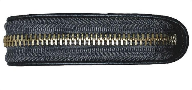 牛革ストライプ長財布（カーキ）