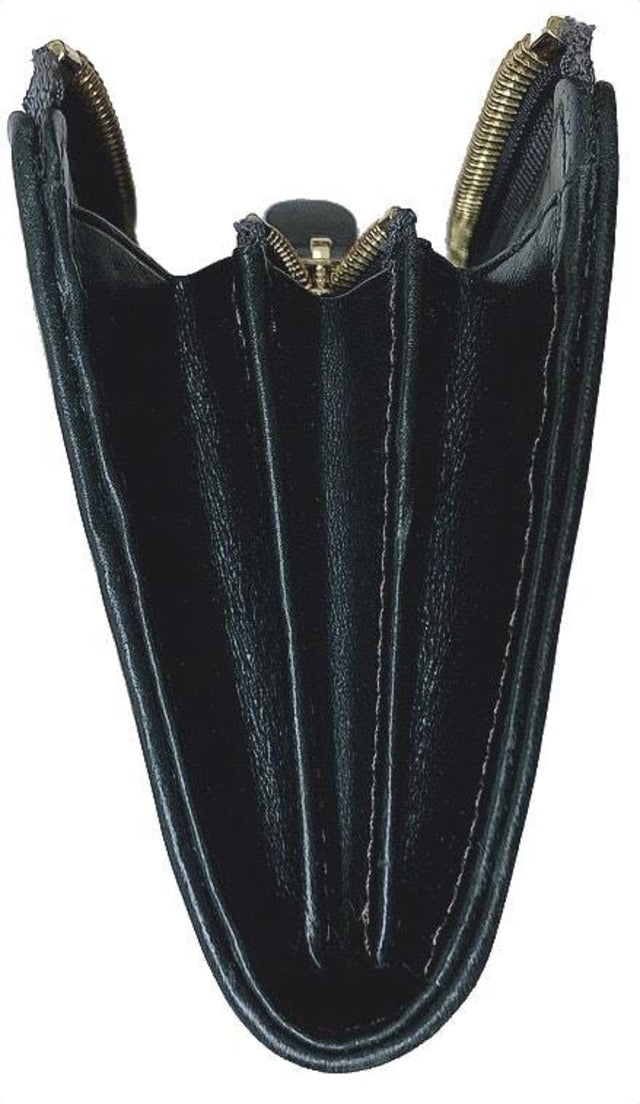 牛革ストライプ長財布（カーキ）