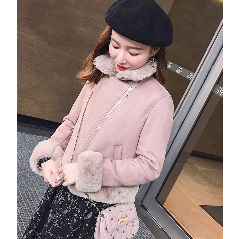 ファー付ムートンライクジャケット(2colors)