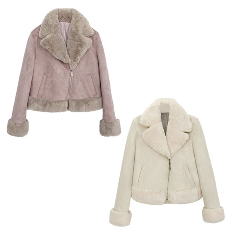 ファー付ムートンライクジャケット(2colors)