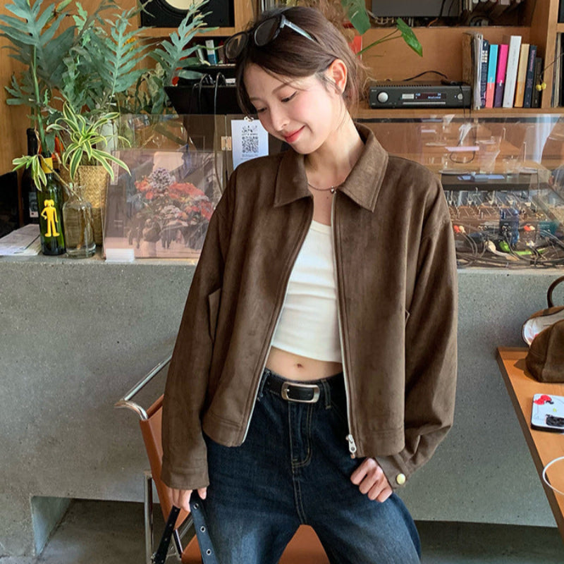 ブラウンフェイクスエードジャケット