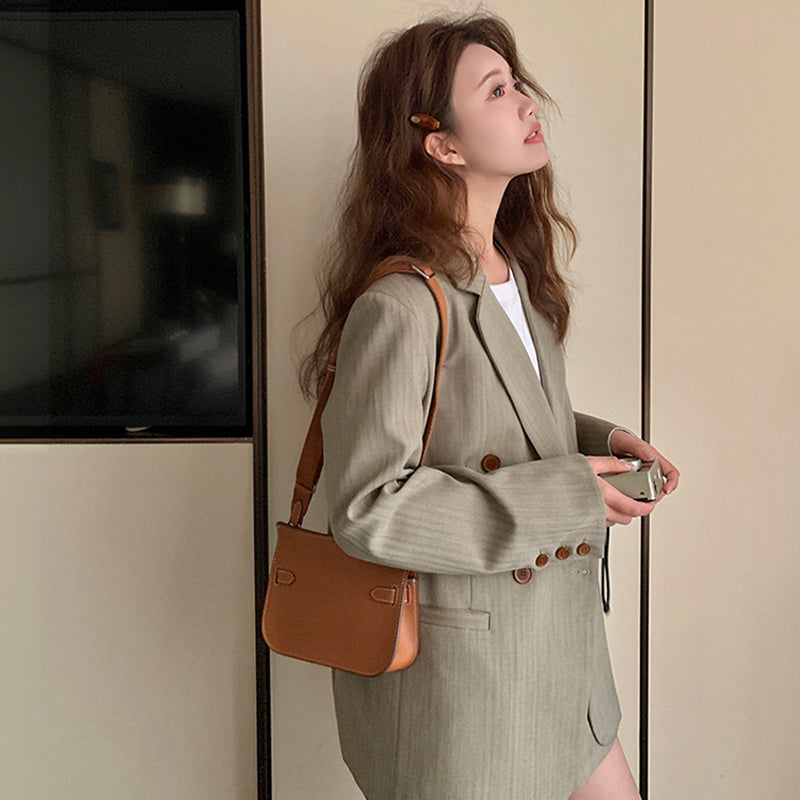 オーバーサイズジャケット×タイトミニスカートセット2colors