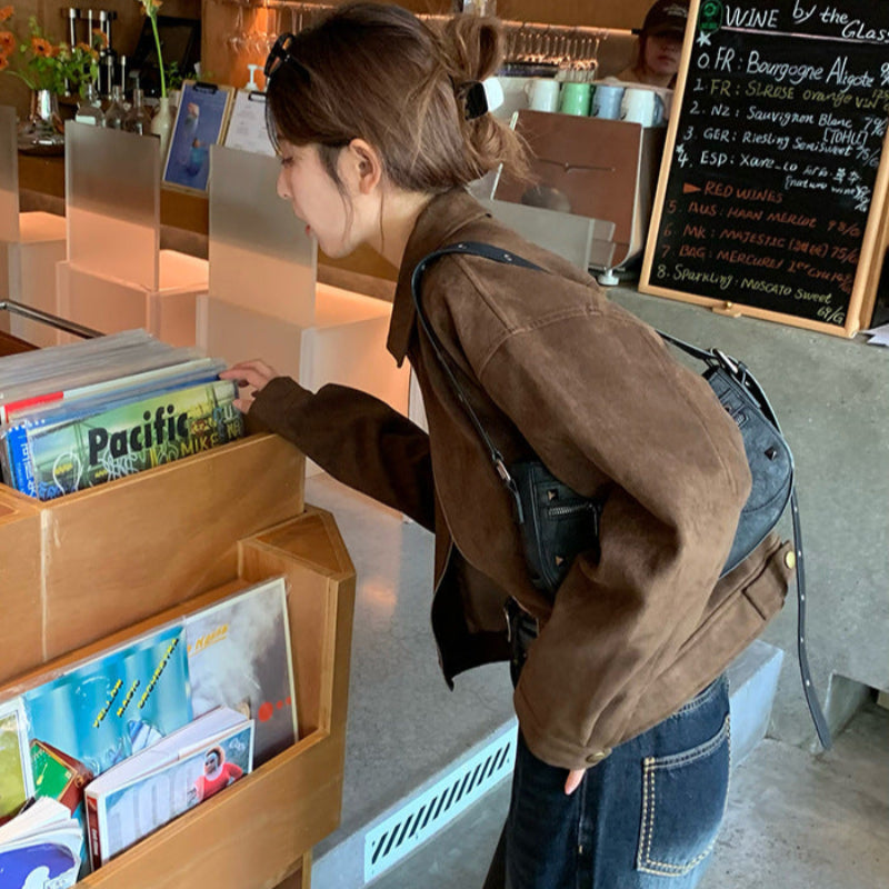 ブラウンフェイクスエードジャケット