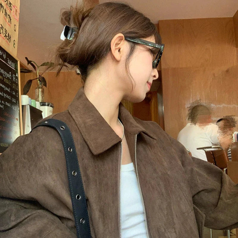 ブラウンフェイクスエードジャケット