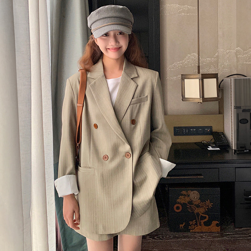 オーバーサイズジャケット×タイトミニスカートセット2colors