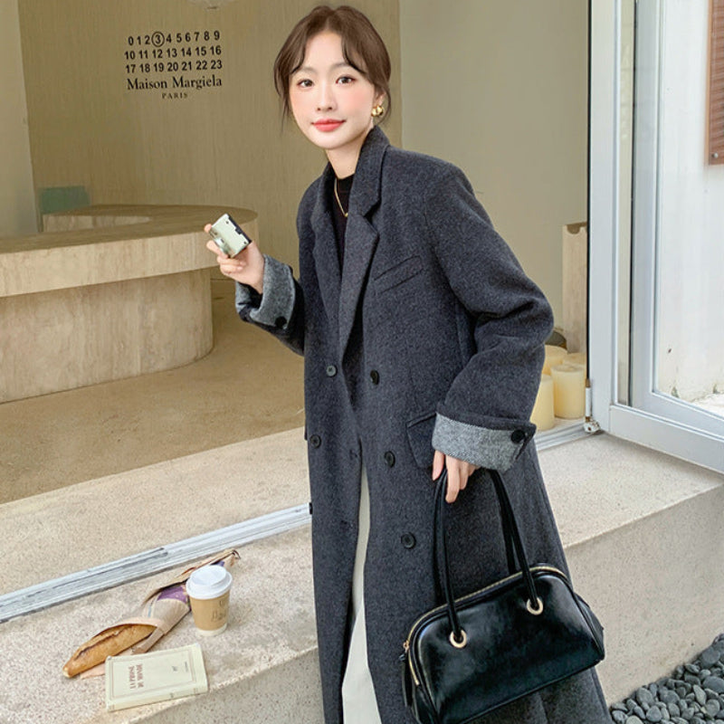 ダウンライナー付ウールブレンドロングコート