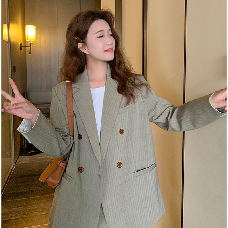 オーバーサイズジャケット×タイトミニスカートセット2colors