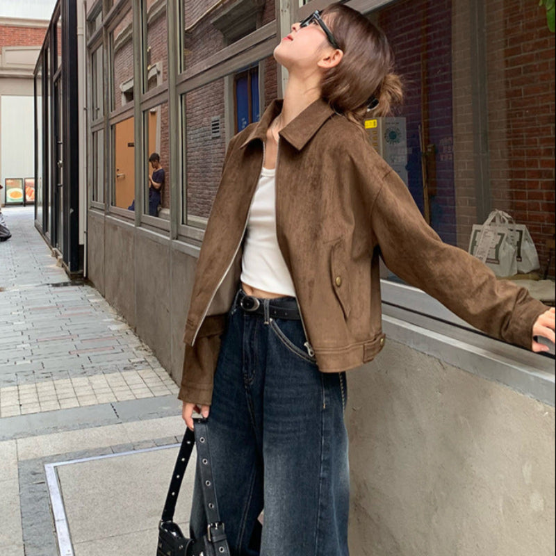 ブラウンフェイクスエードジャケット