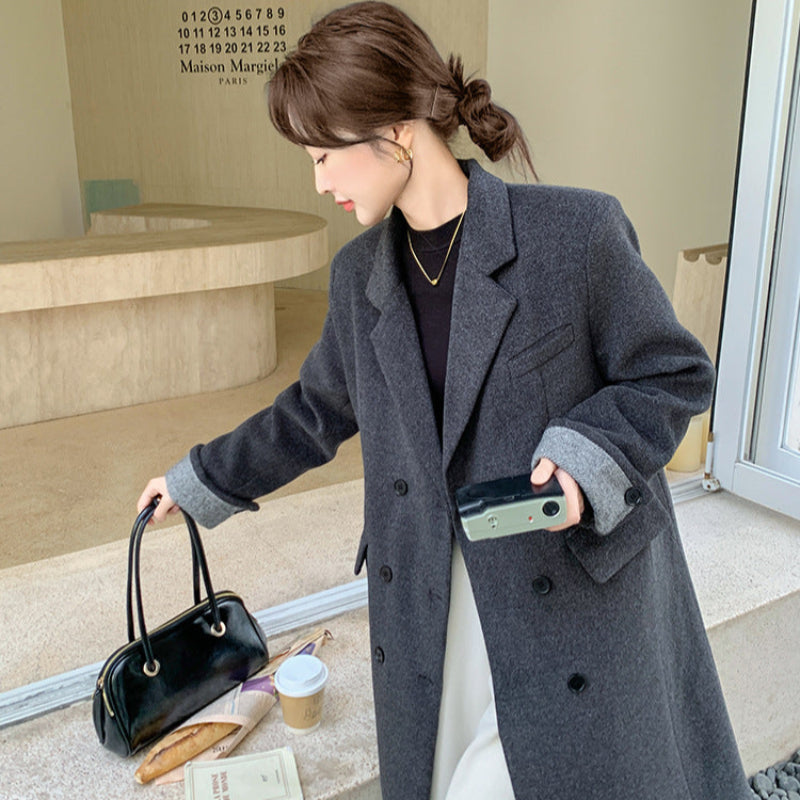 ダウンライナー付ウールブレンドロングコート