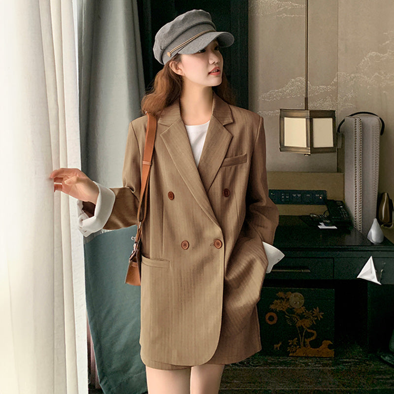 オーバーサイズジャケット×タイトミニスカートセット2colors