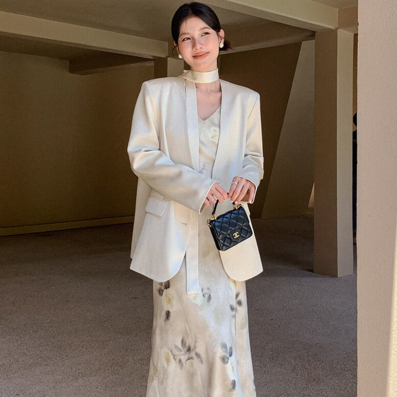 ノーカラーワンボタンモードジャケット(2colors)