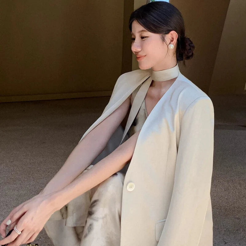 ノーカラーワンボタンモードジャケット(2colors)