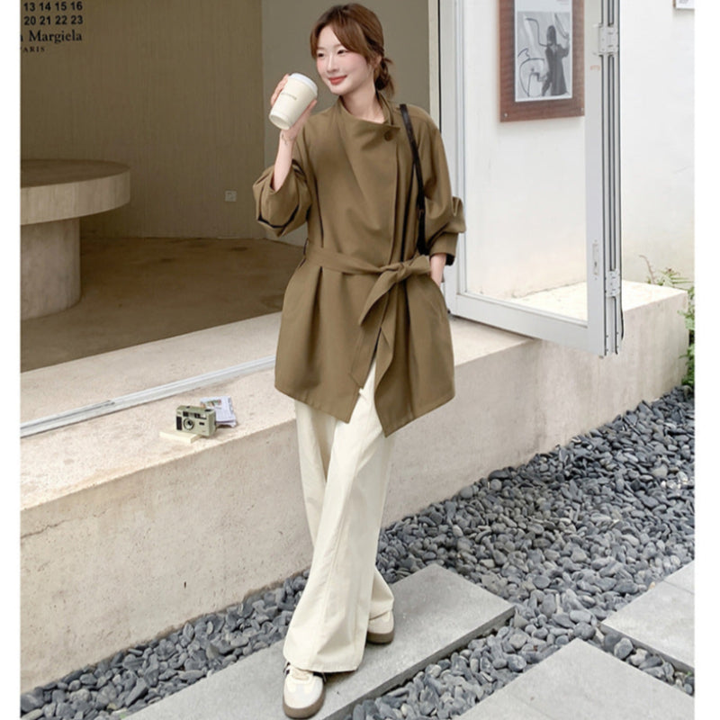 ビッグカラーミディアム丈トレンチコート