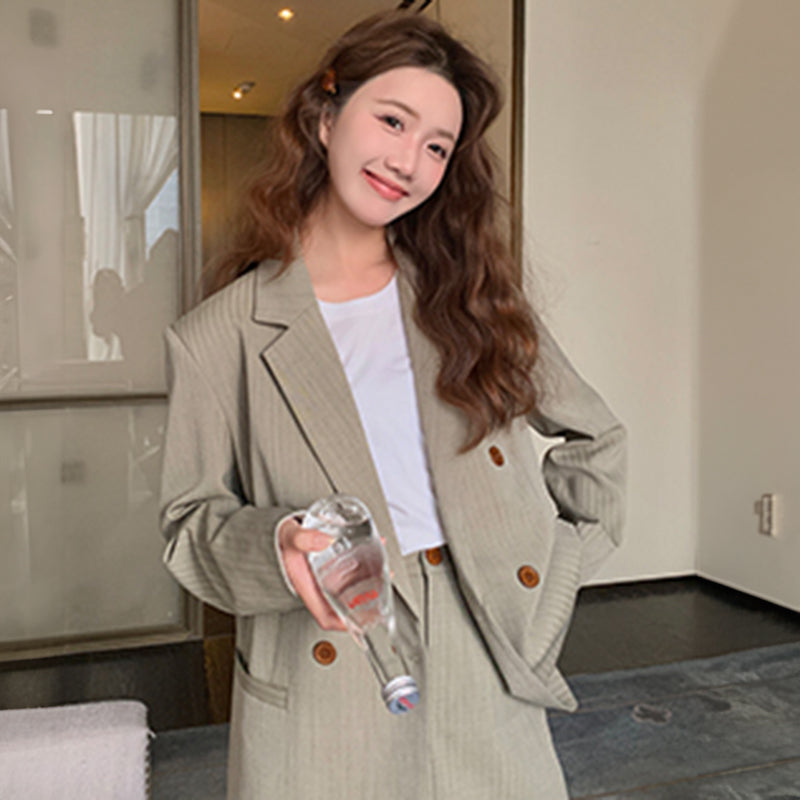 オーバーサイズジャケット×タイトミニスカートセット2colors