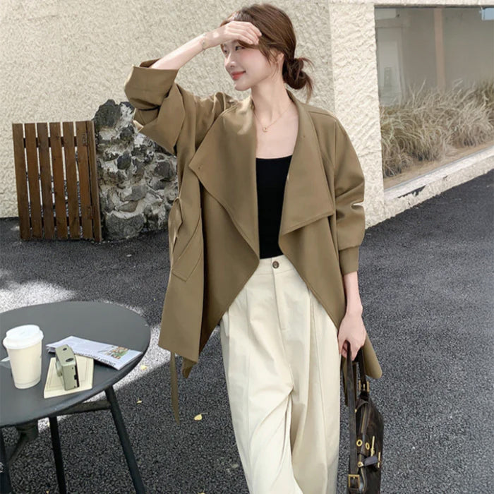 ビッグカラーミディアム丈トレンチコート