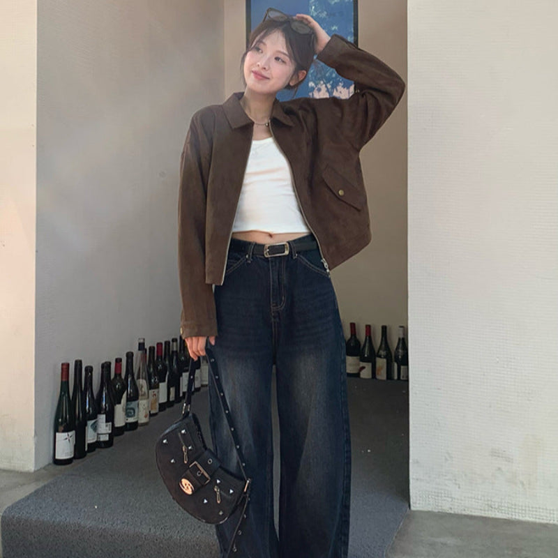 ブラウンフェイクスエードジャケット