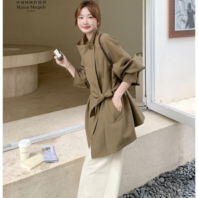 ビッグカラーミディアム丈トレンチコート